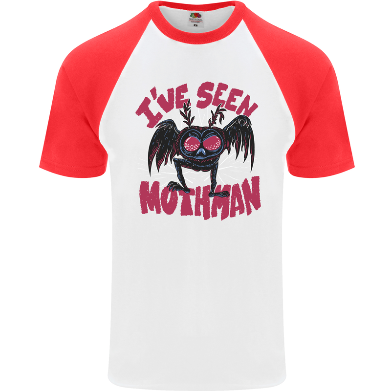 I've Seen Mothman Mens S/S Baseball T-Shirt White/Red