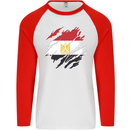Torn Egypt Flag Egyptian Day Football Mens L/S Baseball T-Shirt White/Red