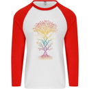Colourful DNA Tree Biology Science Mens L/S Baseball T-Shirt White/Red
