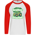 Will Trade Brother For Tractor Farmer Mens L/S Baseball T-Shirt White/Red