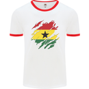 Torn Ghana Flag Ghanaian Day Football Mens Ringer T-Shirt White/Red