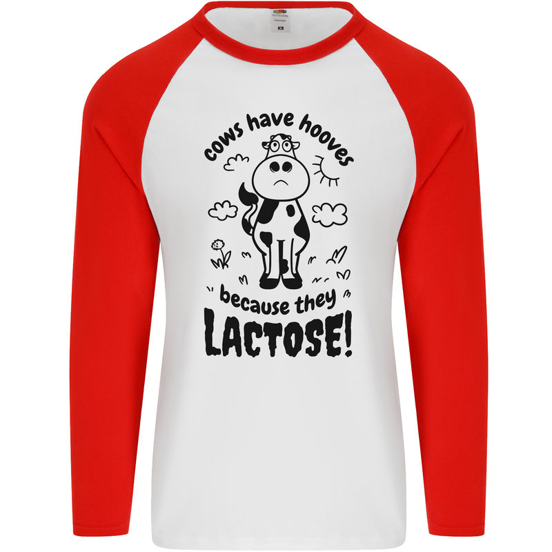 Cows Have Hooves Because They Lack Toes Mens L/S Baseball T-Shirt White/Red