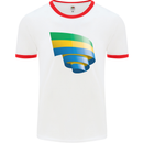Curled Gabon Flag Gabonese Day Football Mens Ringer T-Shirt White/Red