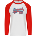 Legend Since 73rd Birthday 1950 Mens L/S Baseball T-Shirt White/Red