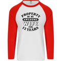 12th Wedding Anniversary 12 Year Funny Wife Mens L/S Baseball T-Shirt White/Red