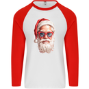 Cool Santa Summer Christmas Vibes Mens L/S Baseball T-Shirt White/Red