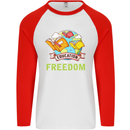 Education Is Freedom Teaching Teacher Mens L/S Baseball T-Shirt White/Red