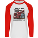 Lorry Driver I Like Big Trucks I Cannot Lie Trucker Mens L/S Baseball T-Shirt White/Red