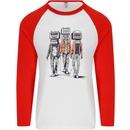 Hi-Fi Head Obscure Music Mens L/S Baseball T-Shirt White/Red