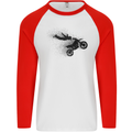 Abstract Motocross Rider Dirt Bike Mens L/S Baseball T-Shirt White/Red