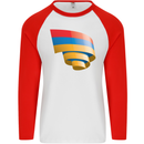 Curled Armenia Flag Armenian Day Football Mens L/S Baseball T-Shirt White/Red