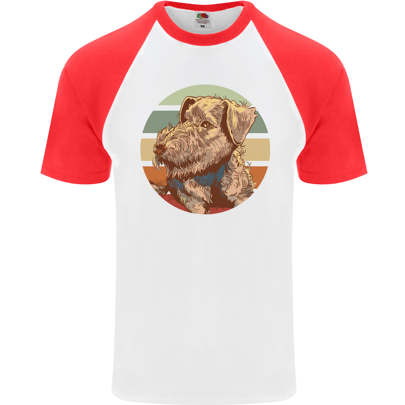 Welsh Terrier Dog Mens S/S Baseball T-Shirt White/Red