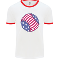 Baseball USA Stars and Stripes American Flag Mens Ringer T-Shirt White/Red