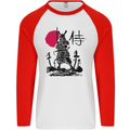 Samurai Battle MMA Kenjutsu Kendo Iaido Mens L/S Baseball T-Shirt White/Red