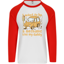 I Want to Be a Mechanic Like My Daddy Mens L/S Baseball T-Shirt White/Red