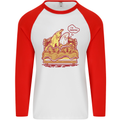 A Naked Banana Cold in Bed Mens L/S Baseball T-Shirt White/Red