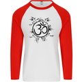 Yoga Symbol Sketch Meditation Mens L/S Baseball T-Shirt White/Red