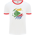 Torn Comoros Flag Comorian Day Football Mens Ringer T-Shirt White/Red