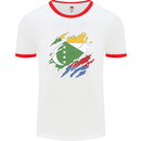 Torn Comoros Flag Comorian Day Football Mens Ringer T-Shirt White/Red