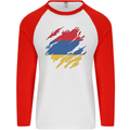 Torn Armenia Flag Armenian Day Football Mens L/S Baseball T-Shirt White/Red