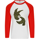 The Viking Raven Symbol Odin Ragnar Tribal Mens L/S Baseball T-Shirt White/Red