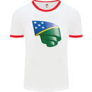 Curled Solomon Islands Flag Day Football Mens Ringer T-Shirt White/Red