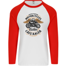 Biker Custom Cafe Racer Motorbike Mens L/S Baseball T-Shirt White/Red
