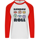 Kawaii Sushi Rainbow Roll Fish Mens L/S Baseball T-Shirt White/Red
