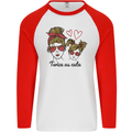 Mummy & Daughter Twice as Cute Mommy Mens L/S Baseball T-Shirt White/Red