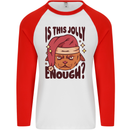 Christmas Cat Is This Jolly Enough Funny Mens L/S Baseball T-Shirt White/Red