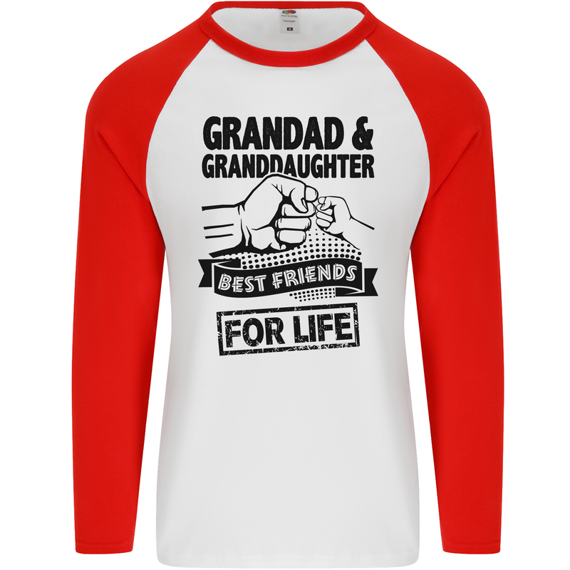 Grandad and Granddaughter Grandparent's Day Mens L/S Baseball T-Shirt White/Red