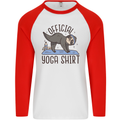 Funny Sloth Yoga Mens L/S Baseball T-Shirt White/Red