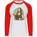 Mona Lifter Funny Gym Bodybuilding Workout Mens L/S Baseball T-Shirt White/Red