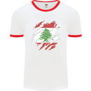 Torn Lebanon Flag Lebanese Day Football Mens Ringer T-Shirt White/Red