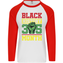 Black History Month Lives Matter African Mens L/S Baseball T-Shirt White/Red