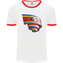 Curled Swaziland Flag Swazi Day Football Mens Ringer T-Shirt White/Red