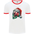 Welsh Christmas Skull Xmas Wales Flag Biker Rugby Mens Ringer T-Shirt White/Red