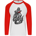 Sexy Engine Muscle Car Hot Rod Hotrod Mens L/S Baseball T-Shirt White/Red