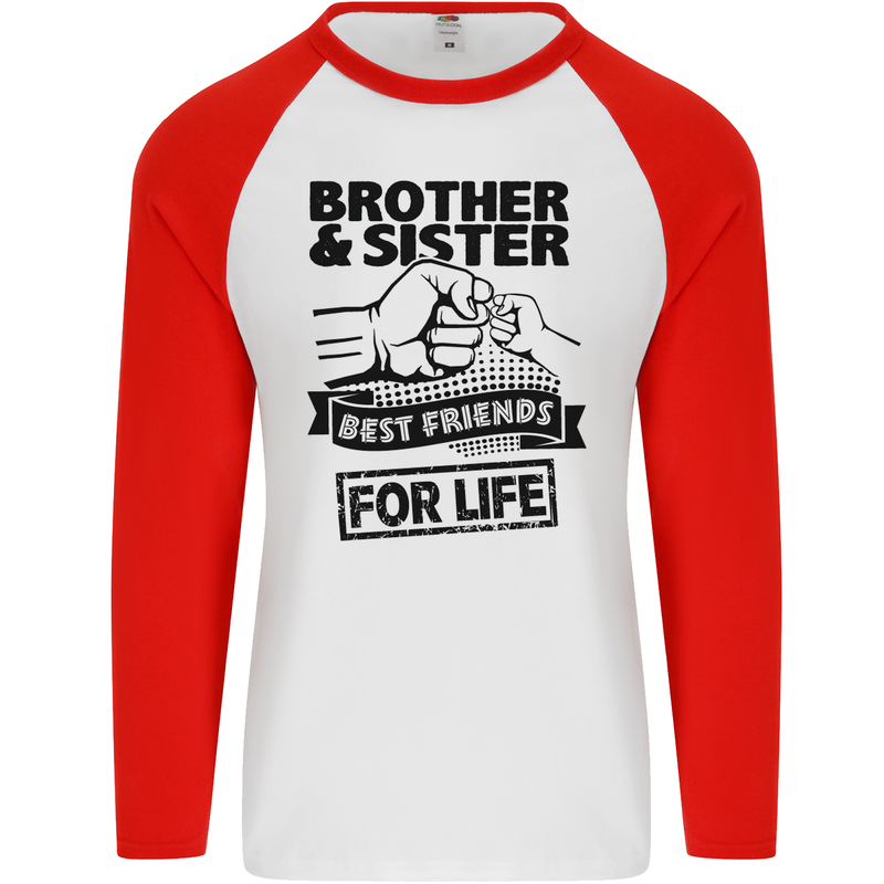 Brother & Sister Best Friends Siblings Mens L/S Baseball T-Shirt White/Red