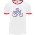 A Cycling Octopus Funny Cyclist Bicycle Mens Ringer T-Shirt White/Red