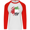 Torn UAE Flag Day Emirati Day Football Mens L/S Baseball T-Shirt White/Red