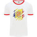 Torn Andorra Flag Andorran Day Football Mens Ringer T-Shirt White/Red