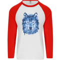 A Polygon Wolf Mens L/S Baseball T-Shirt White/Red