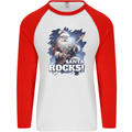 Santa Rocks Christmas Guitar Music Heavy Metal Mens L/S Baseball T-Shirt White/Red