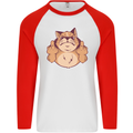 Grumpy Cat Finger Flip Offensive Funny Mens L/S Baseball T-Shirt White/Red