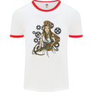 A Steampunk Woman With a Crossbow Mens Ringer T-Shirt White/Red