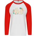 Live Love Yoga Mens L/S Baseball T-Shirt White/Red