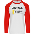 Druncle Uncle Funny Beer Alcohol Day Mens L/S Baseball T-Shirt White/Red