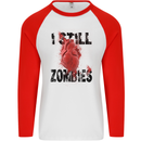 I Still Heart Zombies Apocalypse Mens L/S Baseball T-Shirt White/Red