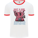 Girl Who Loves Axolotls & Coffee Mens Ringer T-Shirt White/Red